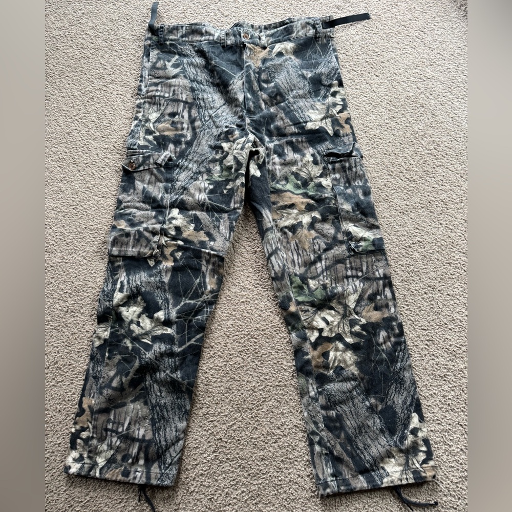 Tan and Black Cargo Pants with Straight Leg Design